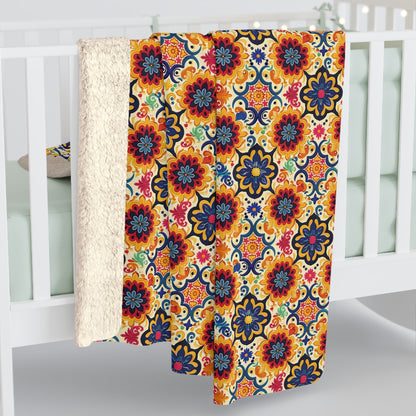 Moorish Mosaic Majesty Sherpa Fleece Blanket - Wrap Yourself in Worldly Elegance - Where History Meets Home Comfort! Available in 2 sizes.