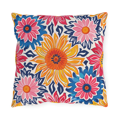 Sunsplash Petals Square Outdoor Pillow - Spun Polyester - Double-Sided Print - UV-Resistant - Water-Resistant - Available in 3 sizes.