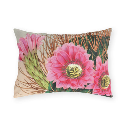 Blooming Cactus Outdoor Lumbar Pillow - Spun Polyester - Double-Sided Print - UV-Resistant - Water-Resistant - Lumbar Size: 20 x 14