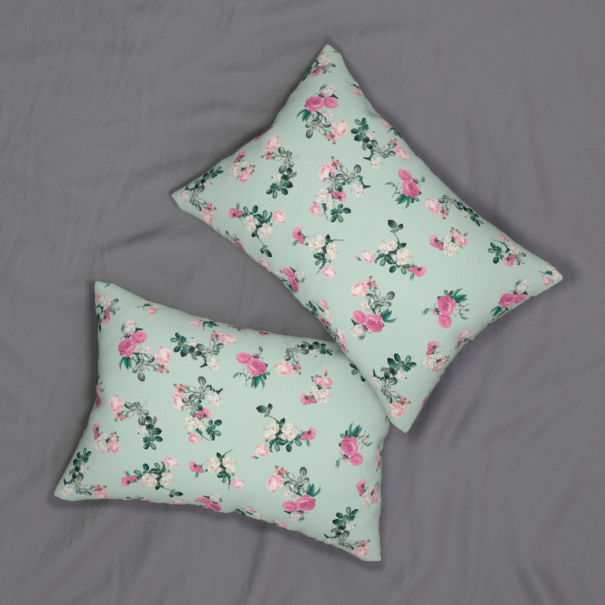 Delicate Rose Garden Lumbar Pillow - Spun Polyester - 20" x 14" - The Square Throw Pillow's Matching Mate.