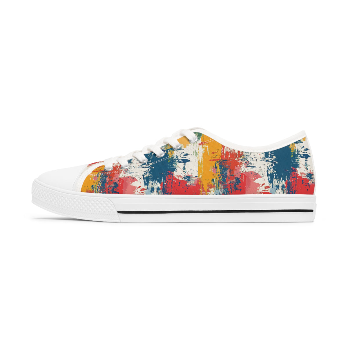 Paint Splash Palette Ladies' Low Top Sneakers - Step into Art – Where Every Step Becomes a Masterpiece!
