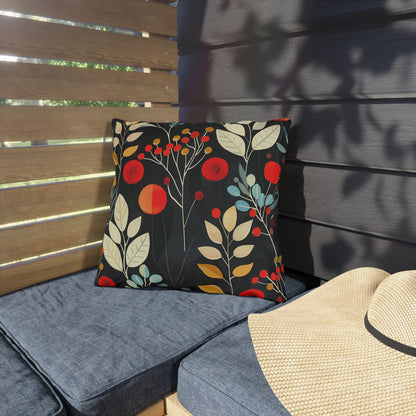 Retro Woodland Whispers Square Outdoor Pillow - Spun Polyester - Double-Sided Print - UV-Resistant - Water-Resistant - Available in 3 sizes.