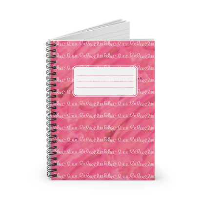 Pink Twirly Loops with Label Chic Spiral Notebook - Ruled Line