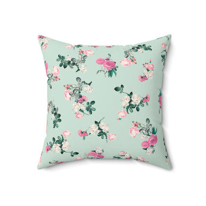 Delicate Rose Garden Square Throw Pillow - Spun Polyester - Double-Sided Print - Concealed Zipper - Available in 4 sizes.
