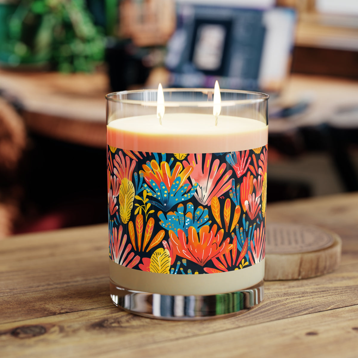 Coral Plume 100% Soy Wax Scented Candle - 11 oz. Full-Glass, Phthalate-Free & Lead-Free - Three Fragrance Options