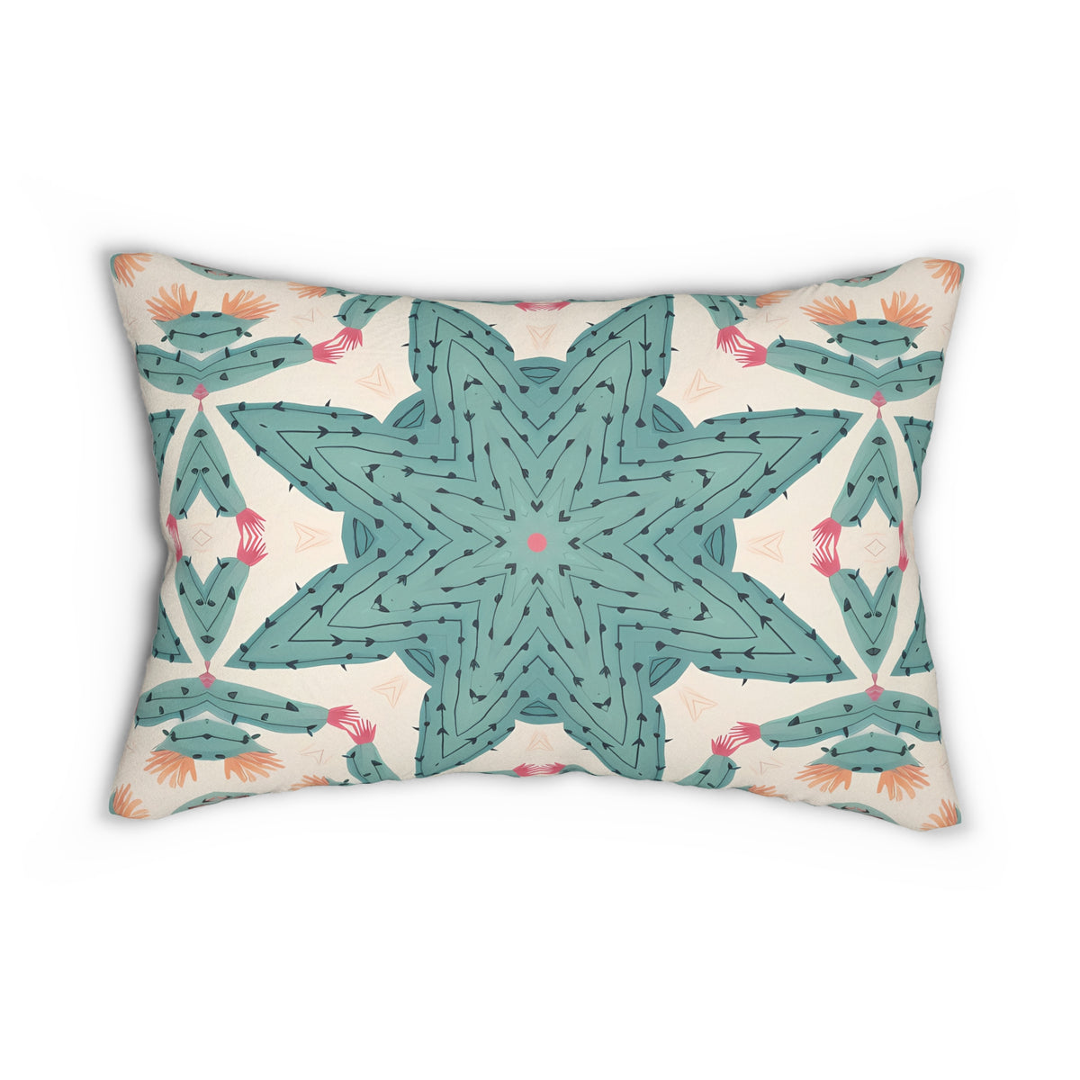Desert Cactus Star Lumbar Pillow - Spun Polyester - Double-Sided Print - Concealed Zipper - 20" x 14"