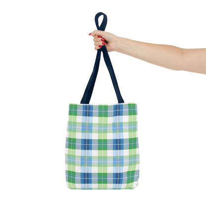Spring Mist Plaid Tote Bag - Tote Your Essentials in Style - Fresh Plaid for Bright Days! Available in 3 sizes.