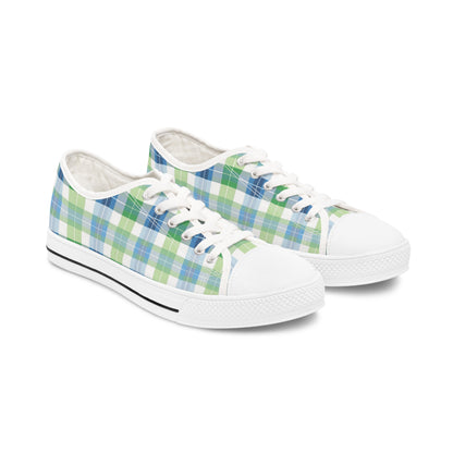 Spring Mist Plaid Ladies' Low Top Sneakers - Sprinkle Your Steps with Spring - Fashion in Full Bloom!