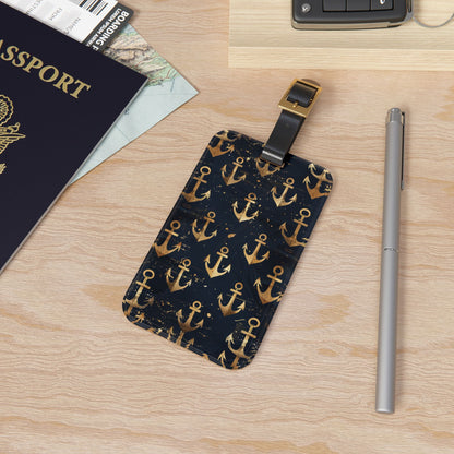 Golden Anchor Acrylic Luggage Tag - Set Sail in Style with Golden Anchor! Ahoy Mates!