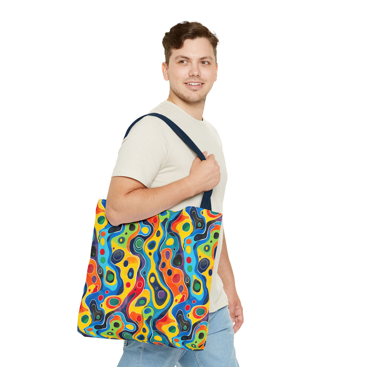 Groovy Splash Tote Bag - Unleash Your Inner Groove with a Splash of Color! Available in 3 sizes.