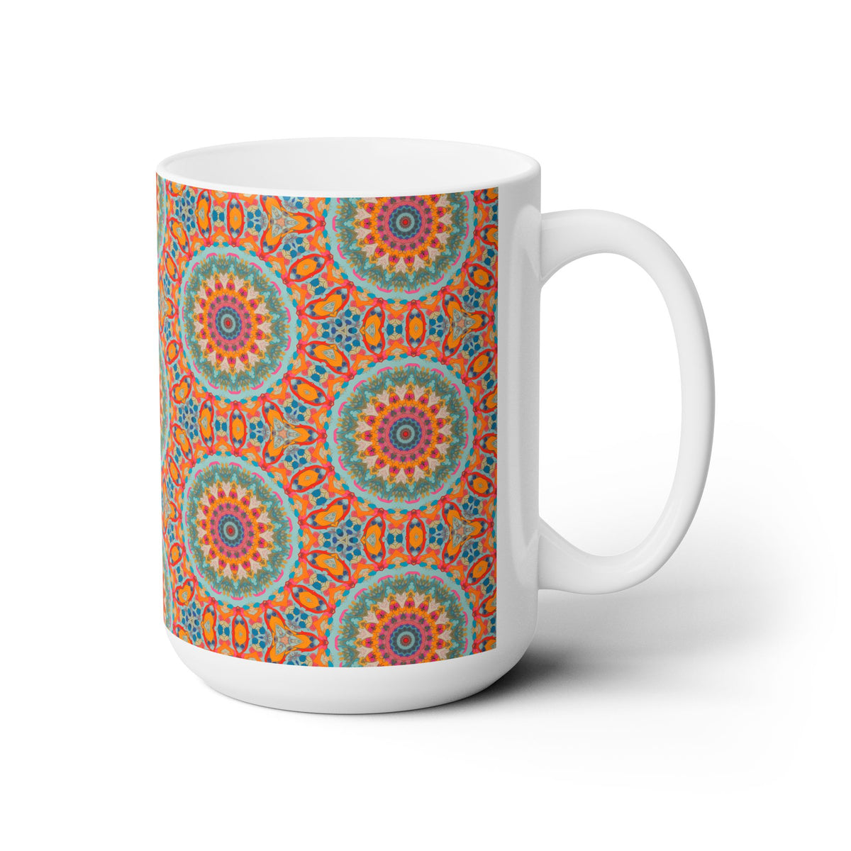 Golden Elegance Ceramic Mug - 15 oz - Art on Every Side, Morning Approved.