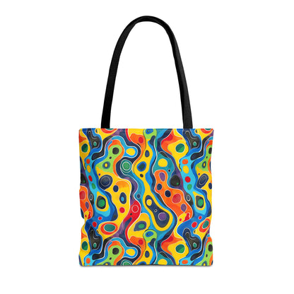 Groovy Splash Tote Bag - Unleash Your Inner Groove with a Splash of Color! Available in 3 sizes.