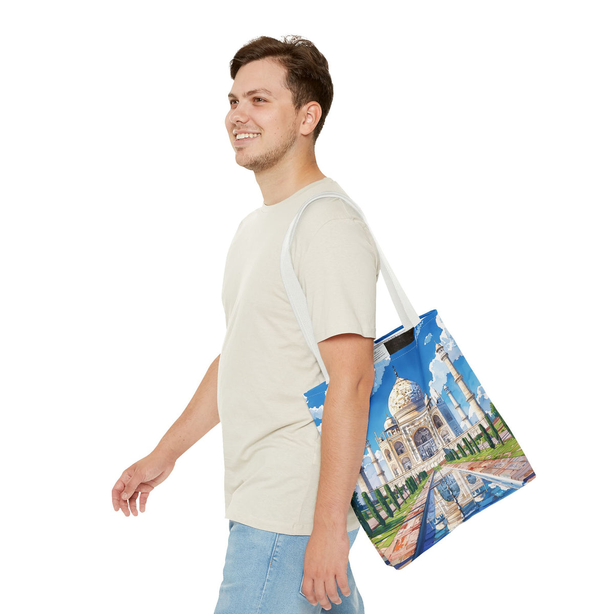 Majestic Taj Mahal Reflection Tote Bag - Carry the Splendor of the Taj Wherever You Go! Available in 3 sizes.