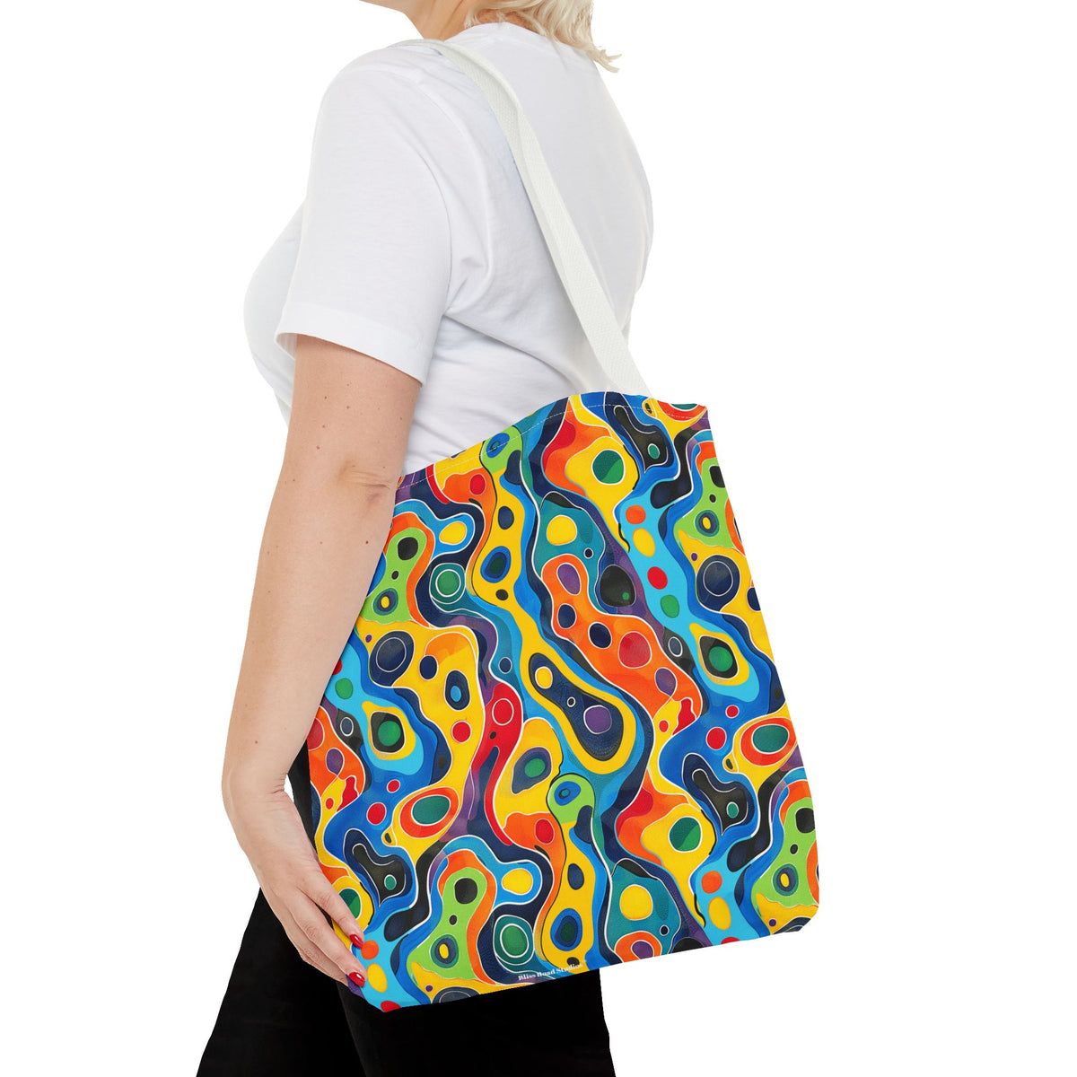 Groovy Splash Tote Bag - Unleash Your Inner Groove with a Splash of Color! Available in 3 sizes.