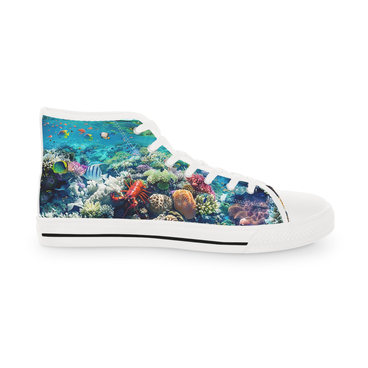Coral Gaze Men's High Top Sneakers - Journey Below and Beyond – Where Sea Meets Shore!
