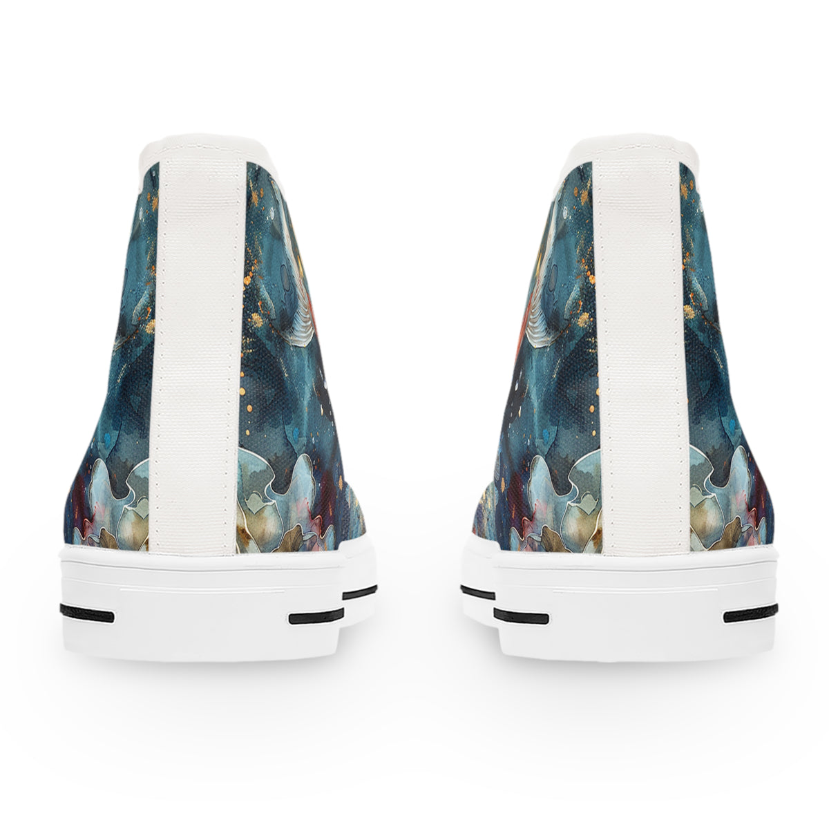 Serene Koi Pond Ladies' High Top Sneakers - Step into Calm – Where Art and Serenity Flow Together!