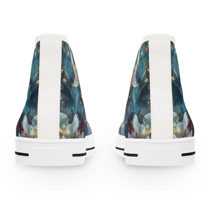 Serene Koi Pond Ladies' High Top Sneakers - Step into Calm – Where Art and Serenity Flow Together!