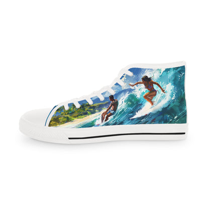 Wave Rider Men's High Top Sneakers - Ride the Hawaiian Surf!