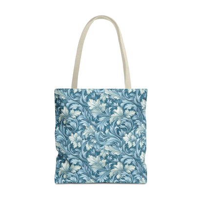 Soft Blue Leaf Tapestry Tote Bag - Leaf Through History with Every Carry! Available in 3 sizes.