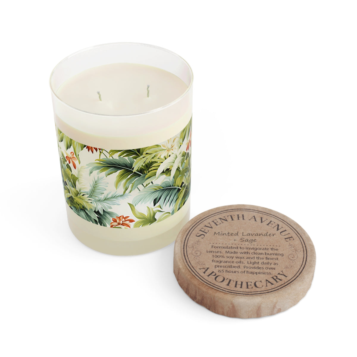 Tropical St. Lucia Palms 100% Soy Wax Scented Candle - 11 oz. Full-Glass, Phthalate-Free & Lead-Free - Three Fragrance Options