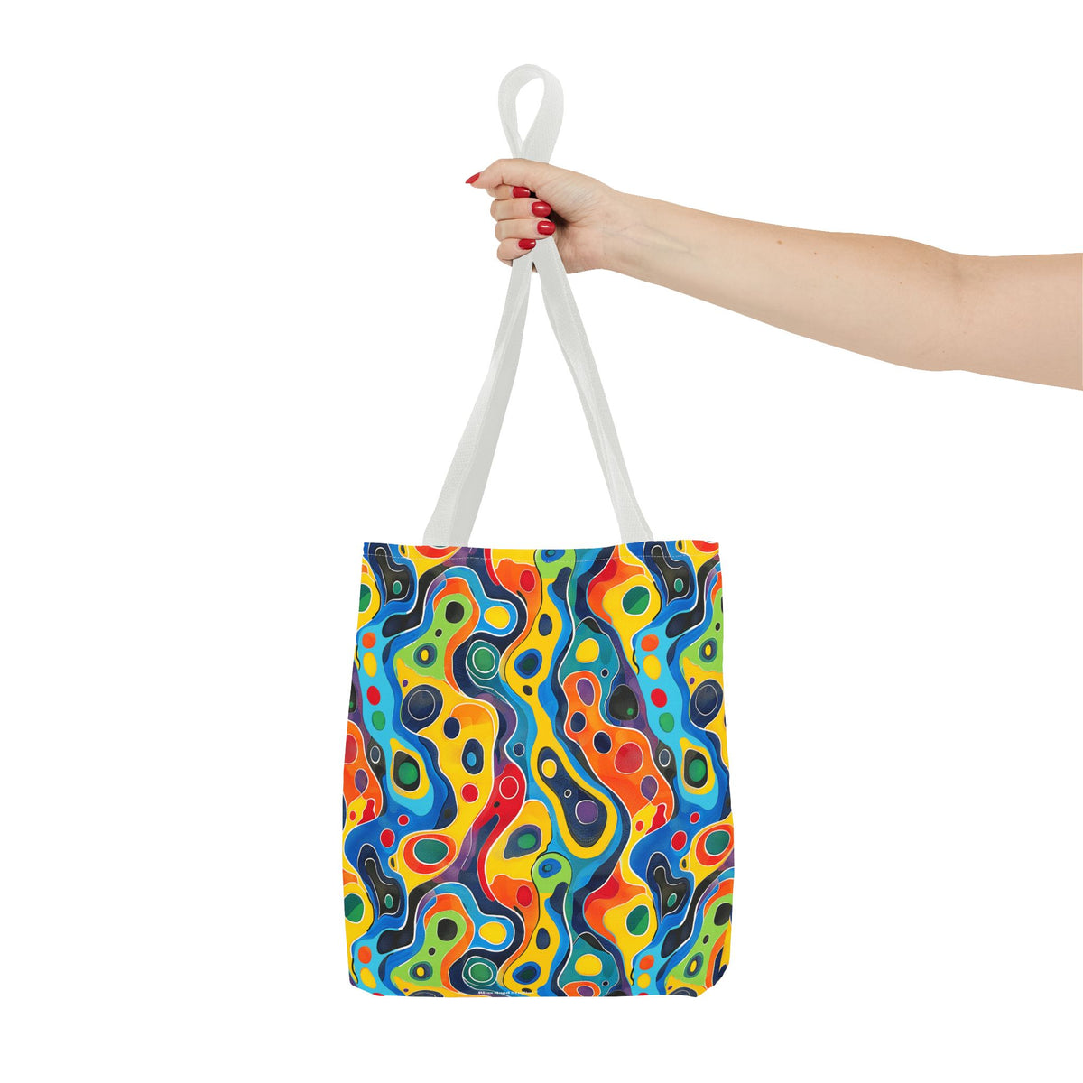 Groovy Splash Tote Bag - Unleash Your Inner Groove with a Splash of Color! Available in 3 sizes.