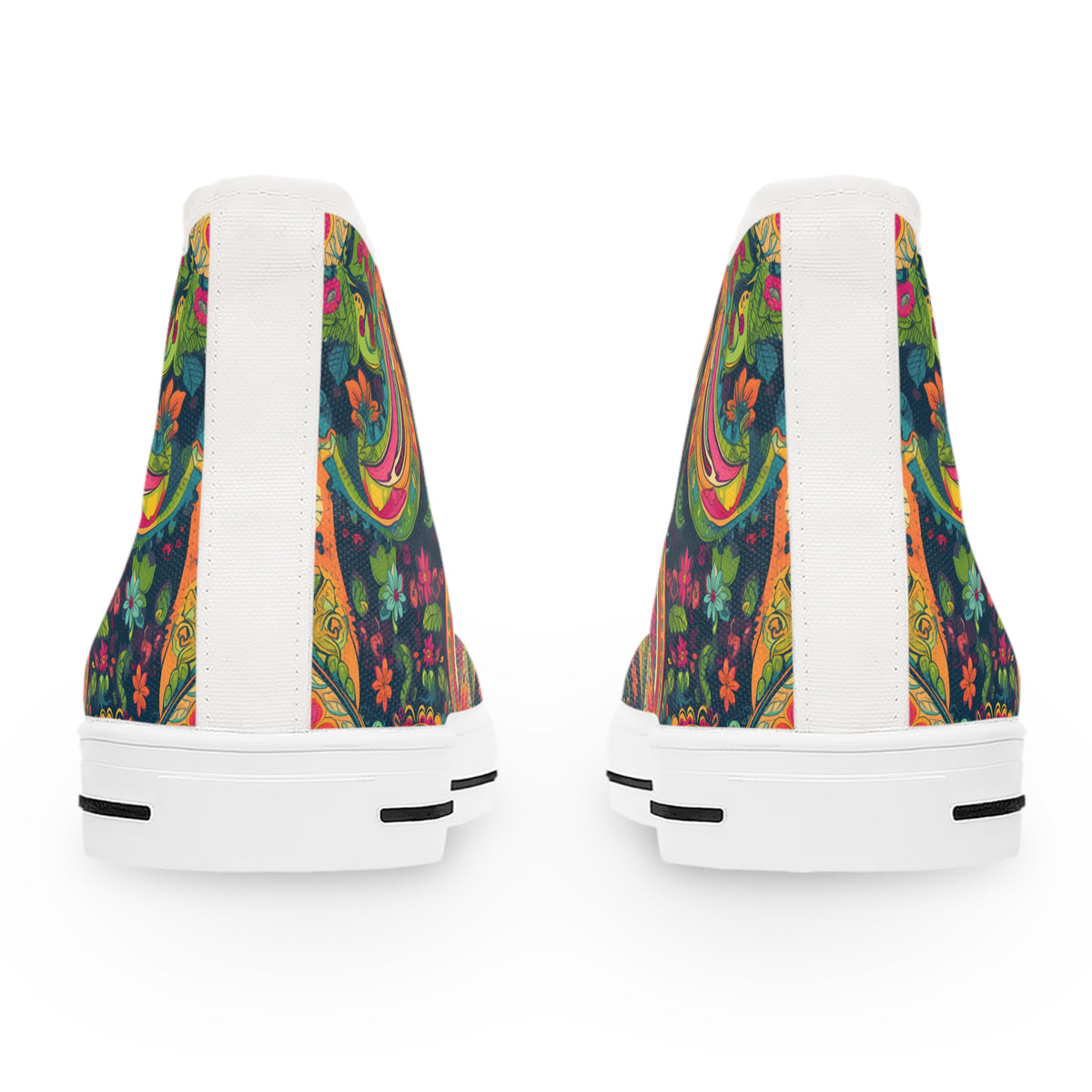 Psychedelic Paisley Party Ladies' High Top Sneakers - Stride into a Kaleidoscope - Where Fashion Meets Whirlwind!