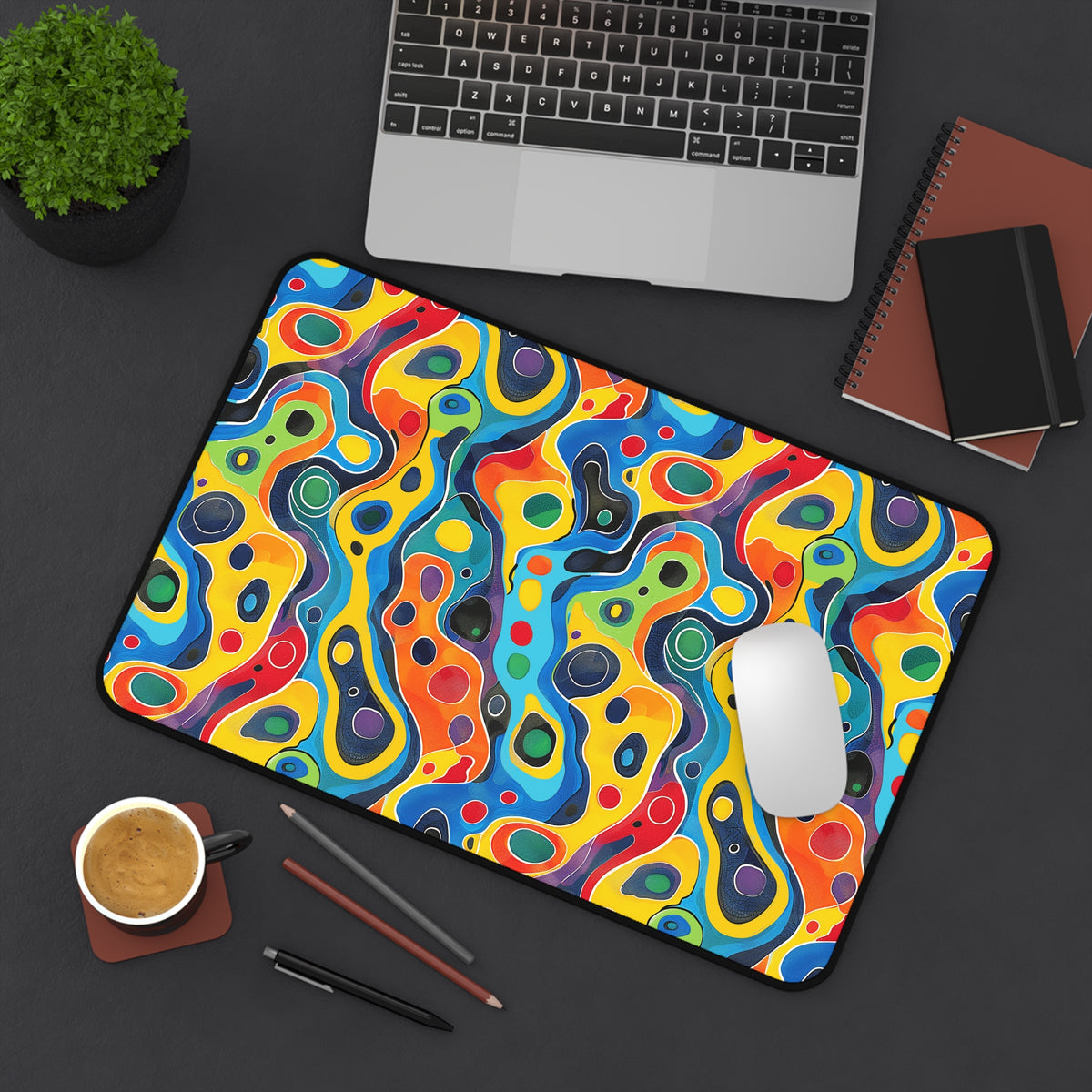 Groovy Splash Desk Mat (Desk Pad) - Bring the Funk of the '60s to Your Desk! Available in 3 sizes.