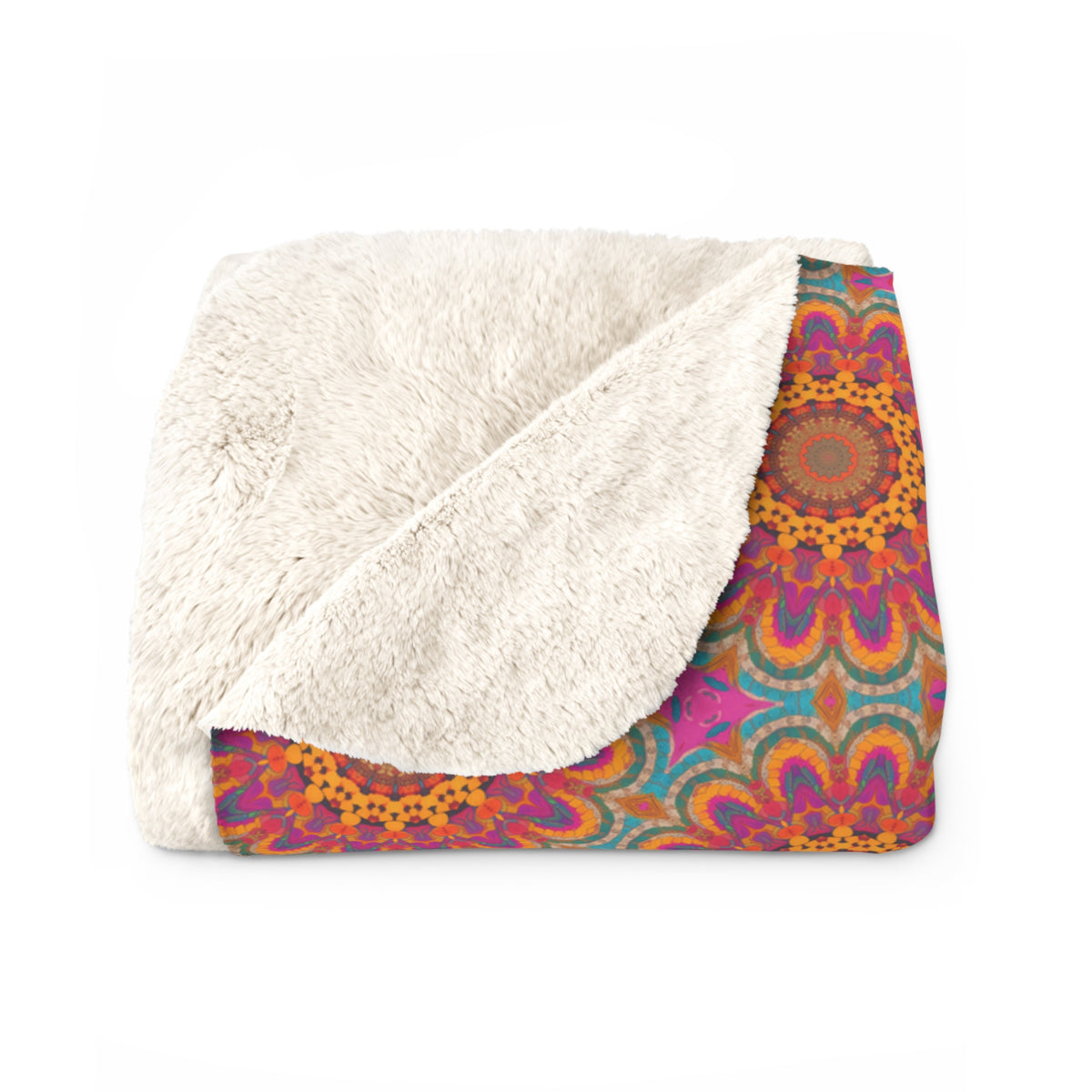 Bohemian Floral Medley Sherpa Fleece Blanket - Embrace Boho Chic with Every Snuggle! Available in 2 sizes.