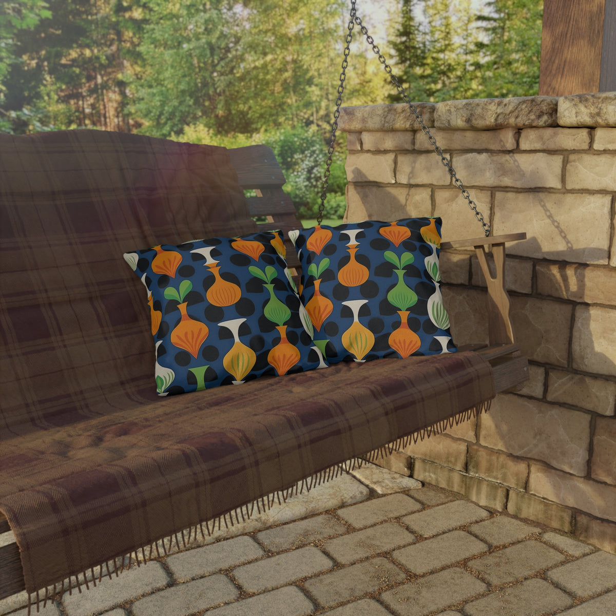 Mod Floating Vases Square Outdoor Pillow - Spun Polyester - Double-Sided Print - UV-Resistant - Water-Resistant - Available in 3 sizes.