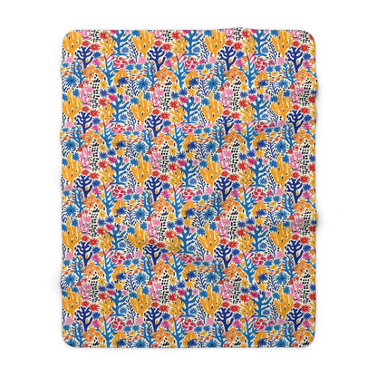 Coral Bloom Harmony Sherpa Fleece Blanket - Snuggle in Modern Color and Style! Available in 2 sizes.