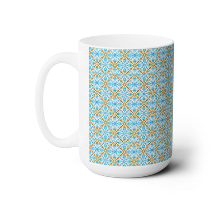 Mediterranean Mosaic Ceramic Mug - 15 oz - Art on Every Side, Morning Approved.