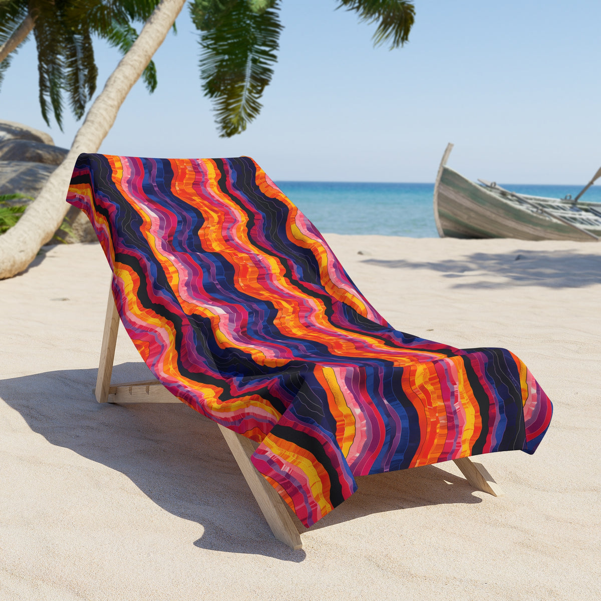 Desert Sunset Waves Luxurious Designer Beach Towel - Wrap Yourself in Southwest Splendor! Available in 2 sizes.