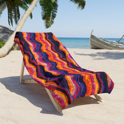 Desert Sunset Waves Luxurious Designer Beach Towel - Wrap Yourself in Southwest Splendor! Available in 2 sizes.