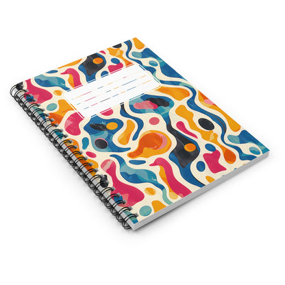 Oceanic Color Splash Chic Spiral Notebook - Ruled Line - Let Your Ideas Flow – Where Bold Colors and Fluid Art Unite!