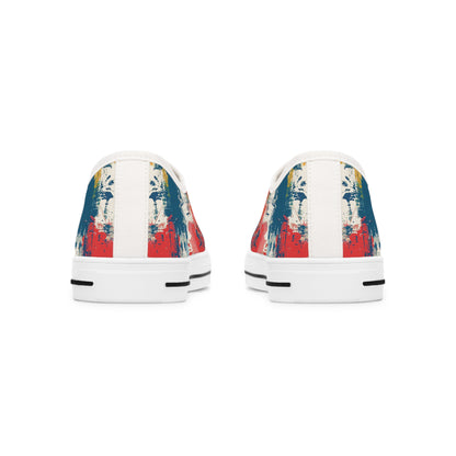 Paint Splash Palette Ladies' Low Top Sneakers - Step into Art – Where Every Step Becomes a Masterpiece!