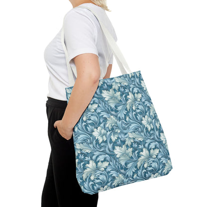 Soft Blue Leaf Tapestry Tote Bag - Leaf Through History with Every Carry! Available in 3 sizes.