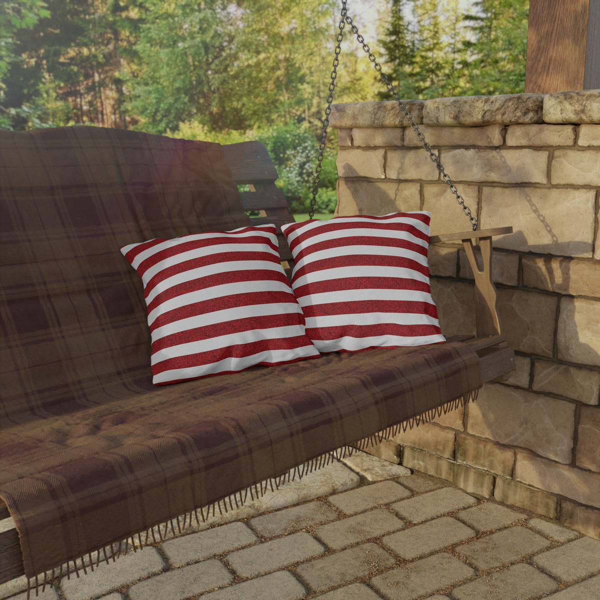 Sparkle Stripes Square Outdoor Pillow - Spun Polyester - Double-Sided Print - Concealed Zipper - Available in 3 sizes.
