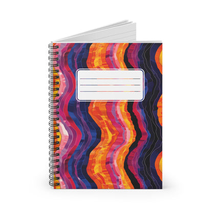 Desert Sunset Waves with Label Spiral Notebook - Ruled Line - Let the Spirit of the Desert Enchant Your Writing!