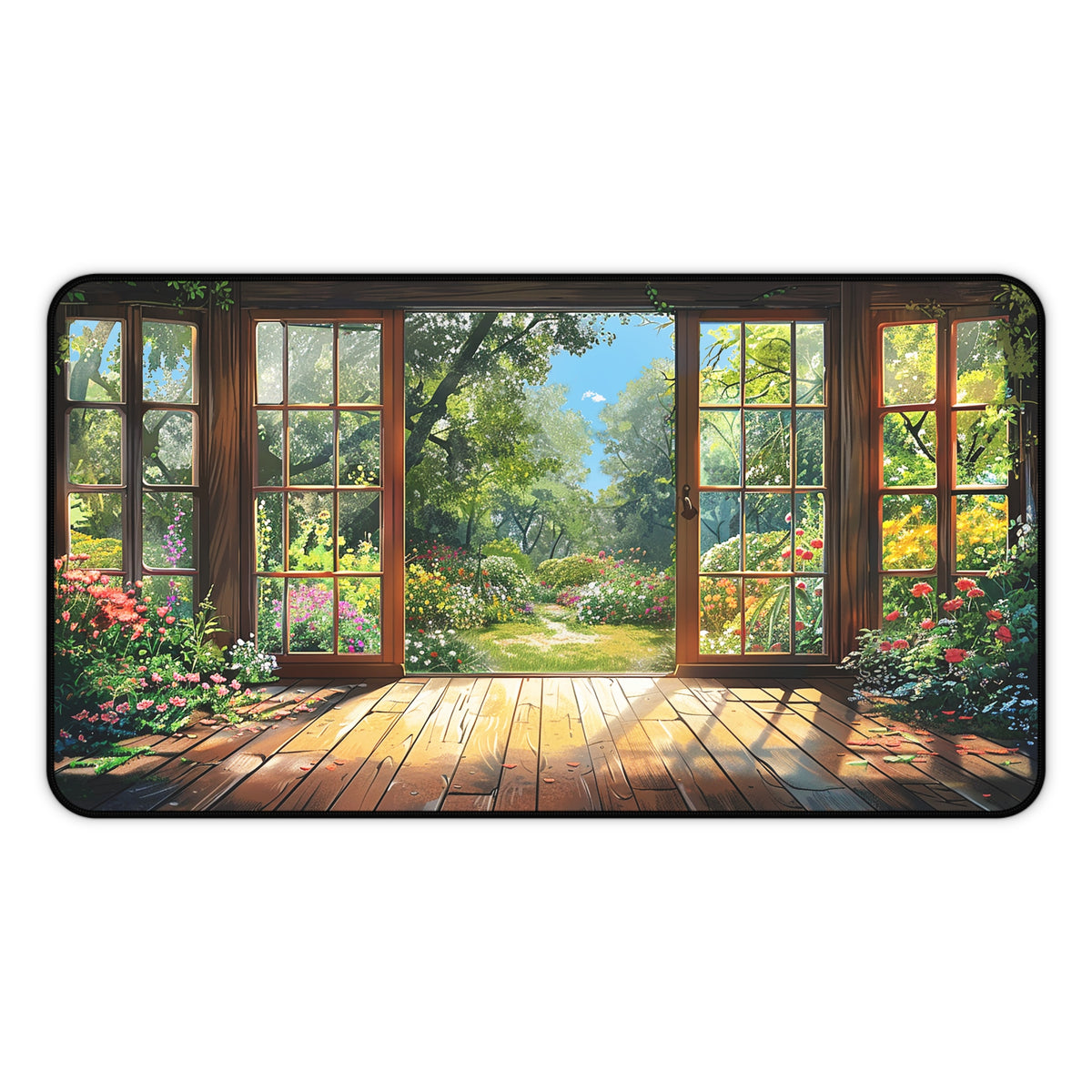 Spring Garden View Desk Mat (Desk Pad) - Bring the Tranquility of a Spring Garden to Your Workspace! Available in 3 sizes.