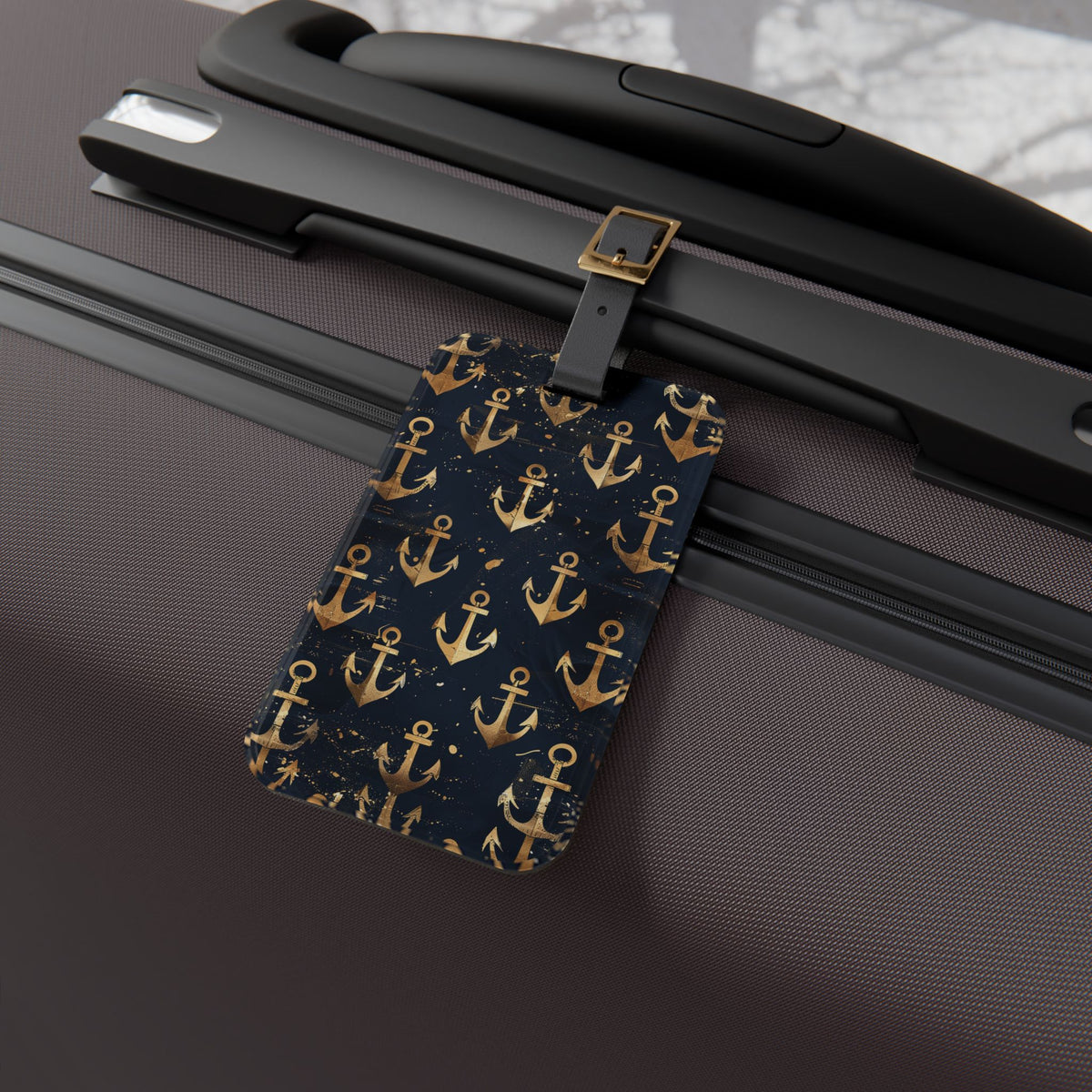 Golden Anchor Acrylic Luggage Tag - Set Sail in Style with Golden Anchor! Ahoy Mates!