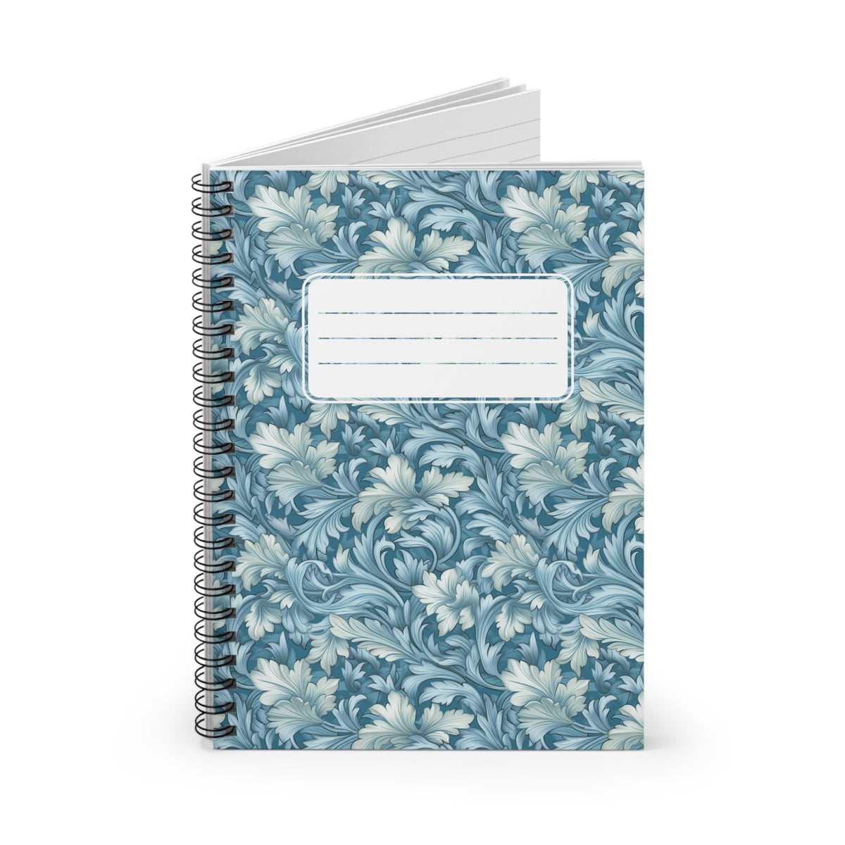 Soft Blue Leaf Tapestry Chic Spiral Notebook - Ruled Line - Designed to Inspire Every Page!