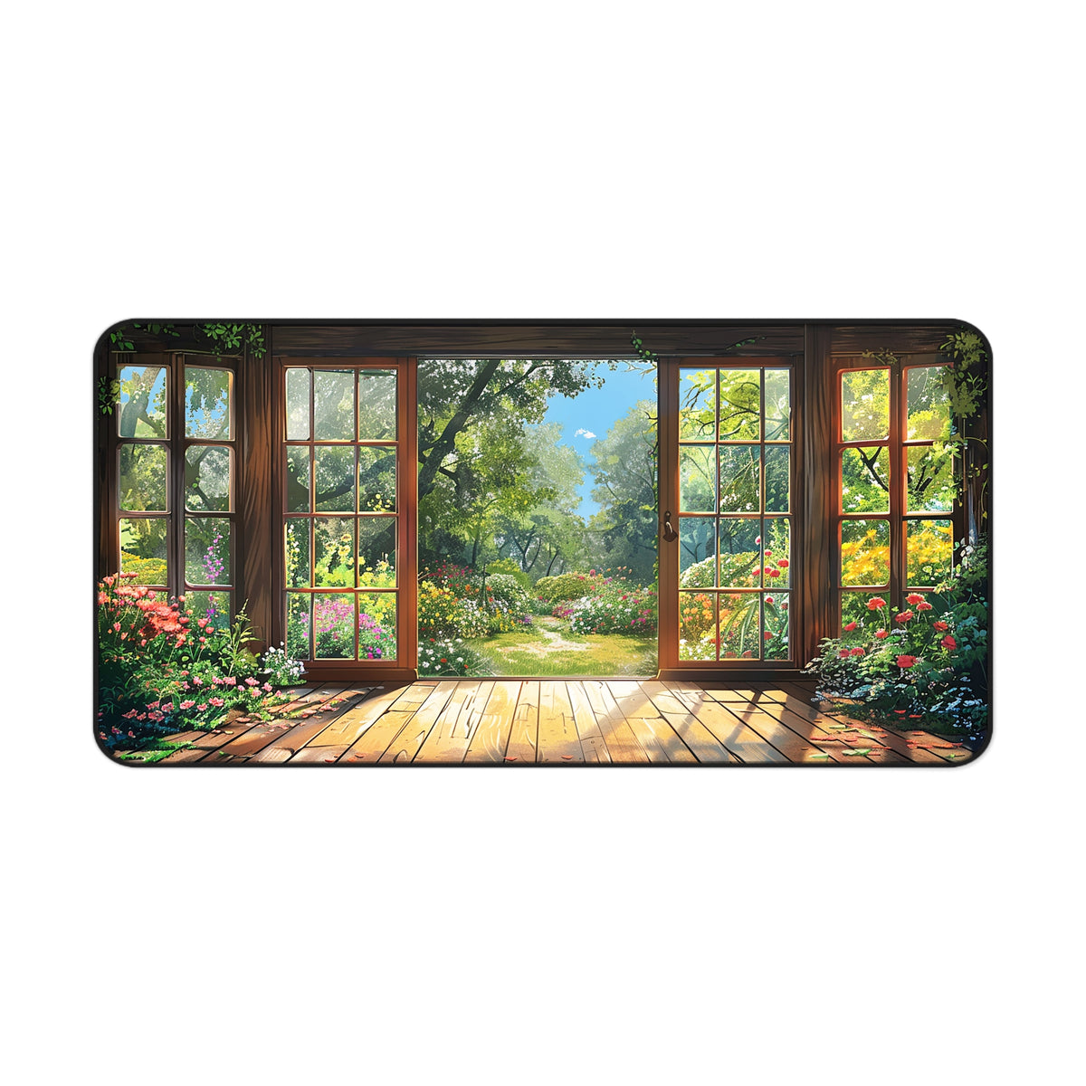 Spring Garden View Desk Mat (Desk Pad) - Bring the Tranquility of a Spring Garden to Your Workspace! Available in 3 sizes.