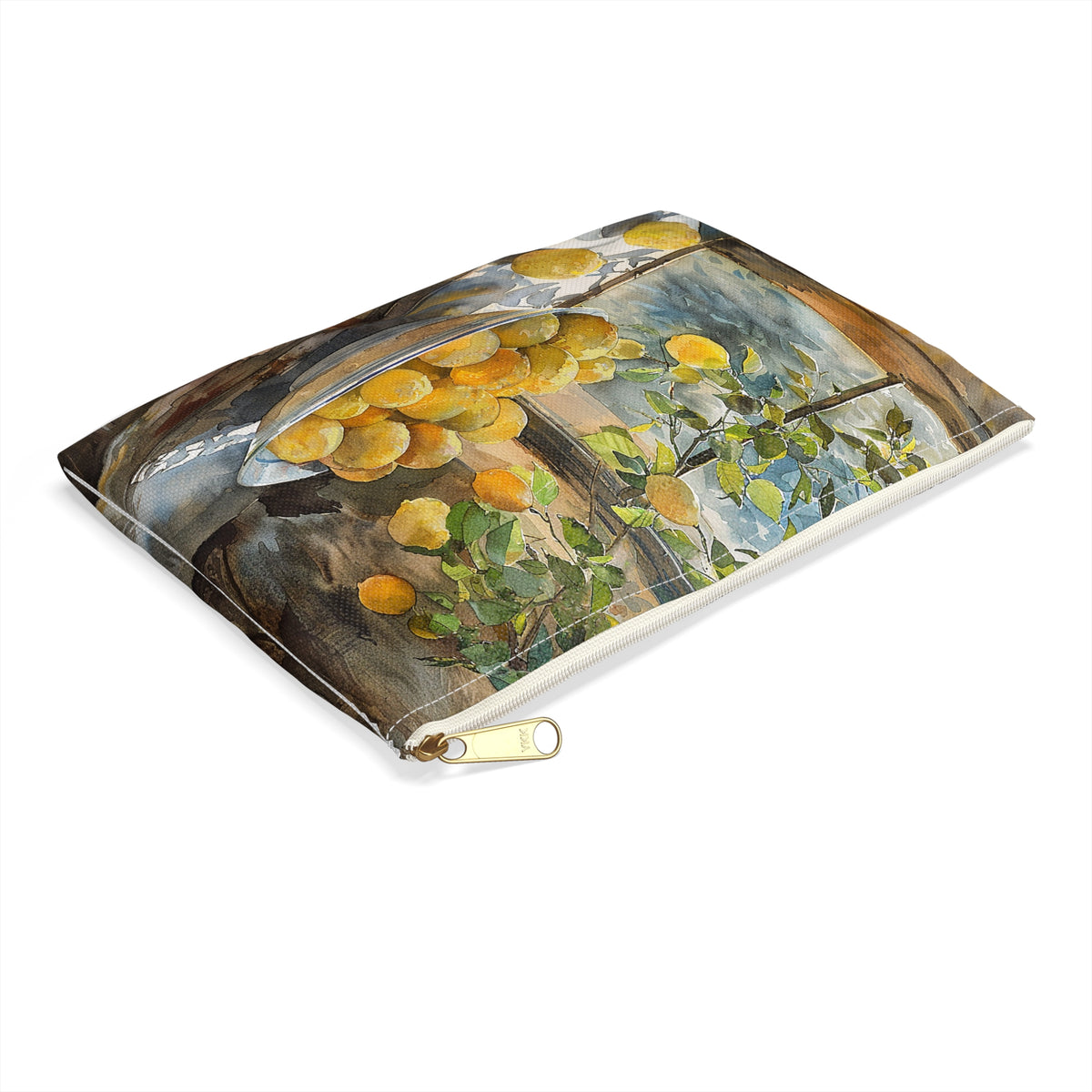 Morning Light on Lemons Accessory Pouch - Bring a Slice of Sun-Kissed Serenity to Your Day! Available in 2 sizes.