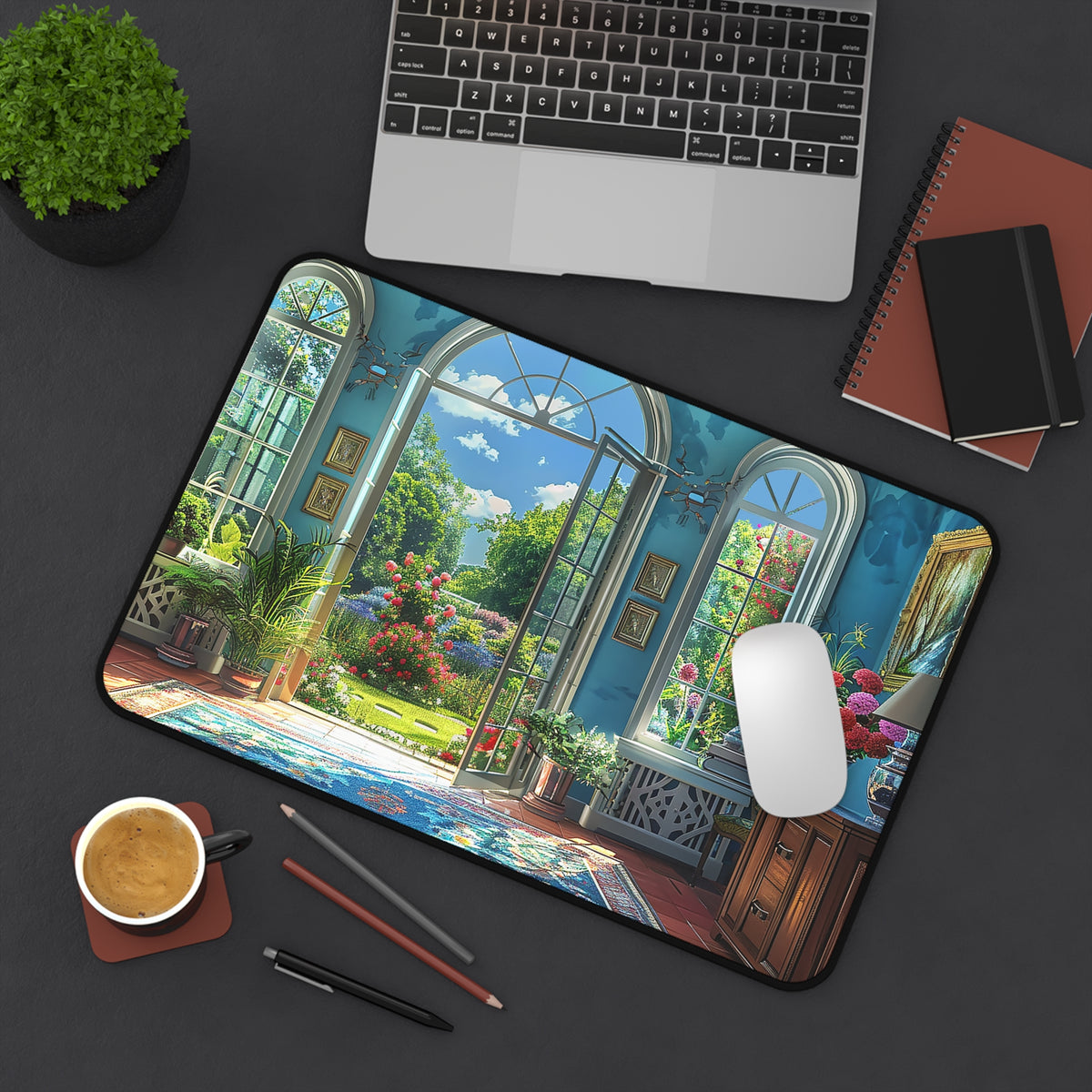 English Garden Room Elegance Desk Mat (Desk Pad) - Bring the Grandeur of the Garden Indoors! Available in 3 sizes.