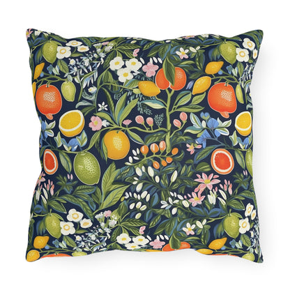 Magical Fruitiness Square Outdoor Pillow - Spun Polyester - Double-Sided Print - UV-Resistant - Water-Resistant - Available in 3 sizes.