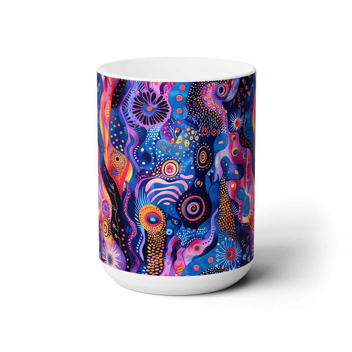 Purple Craziness Ceramic Mug 15 oz. Sip in Style - Vibrancy in Every Cup!