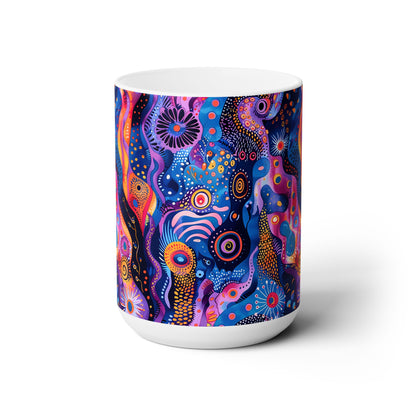 Purple Craziness Ceramic Mug 15 oz. Sip in Style - Vibrancy in Every Cup!