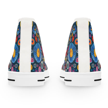 Primordial Space Life Ladies' High Top Sneakers - Explore the Tiny Wonders – Where Science Meets Style!