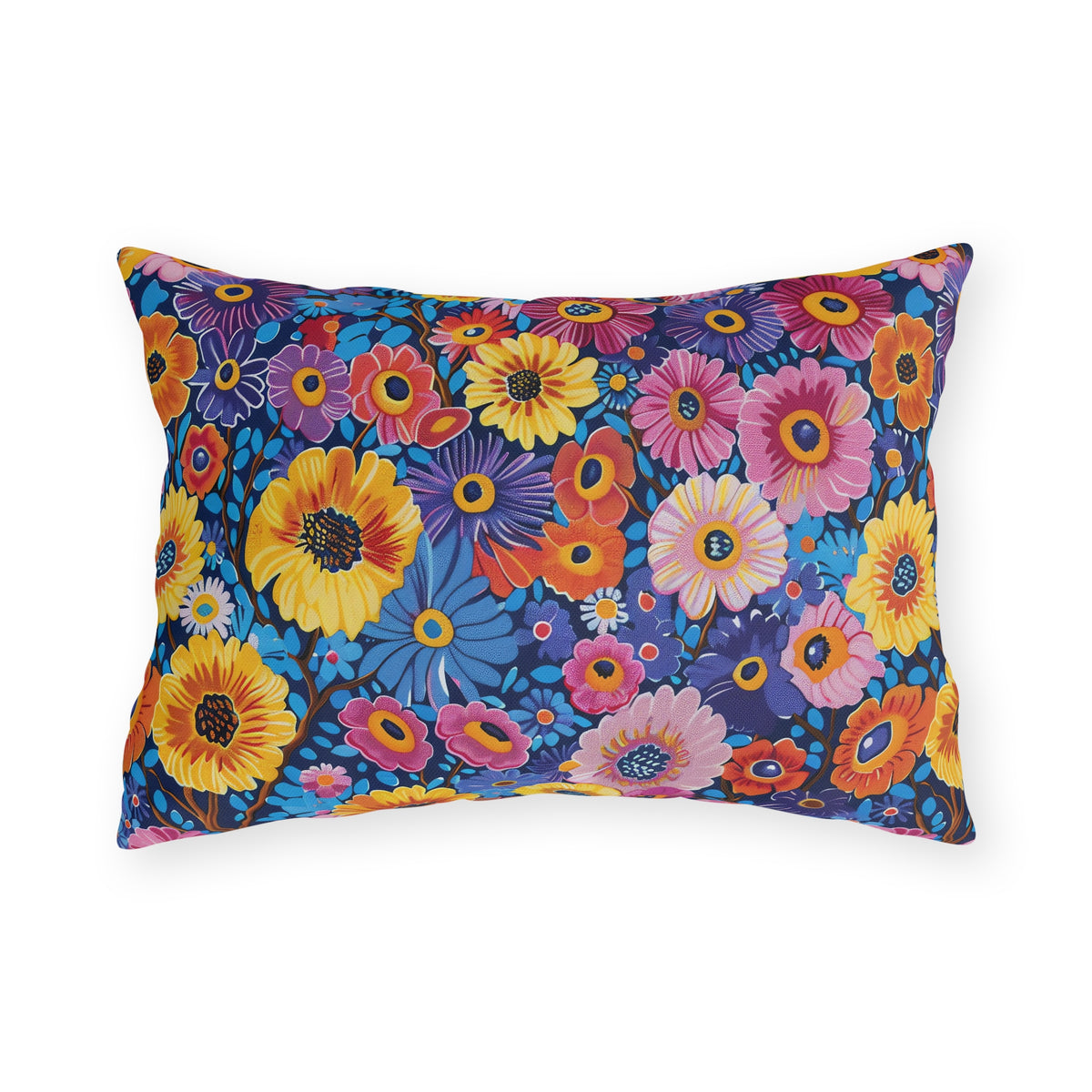Midnight Garden Whimsy Outdoor Lumbar Pillow - Spun Polyester - Double-Sided Print - UV-Resistant - Water-Resistant - Lumbar size: 20" x 14"