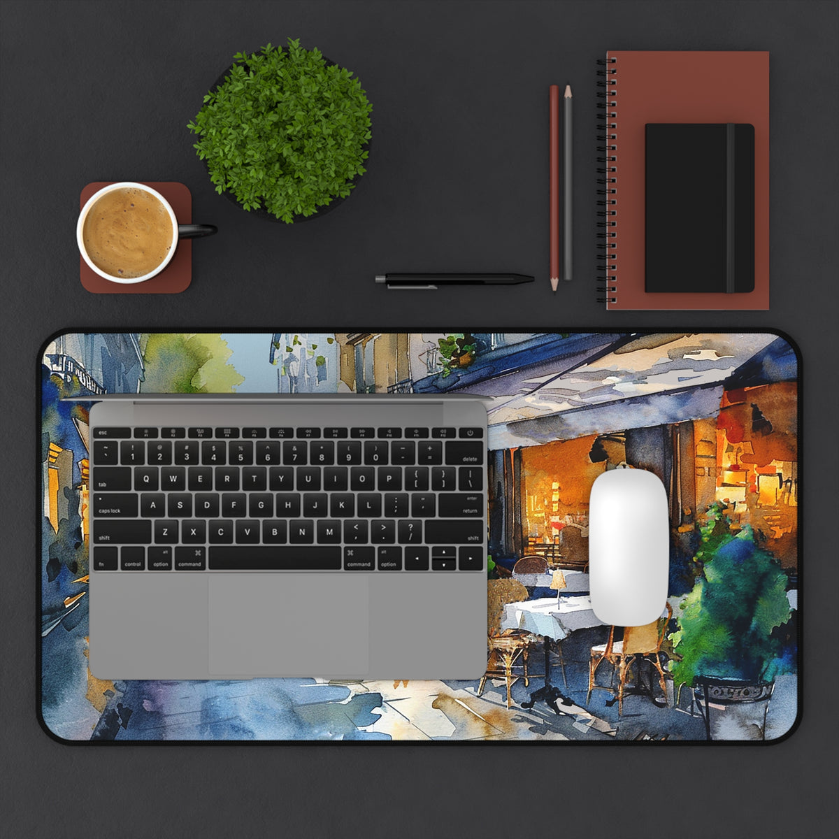 Parisian Bistro Bliss Desk Mat (Desk Pad) - Work in Paris – Where Elegance Meets Productivity! Available in 3 sizes.